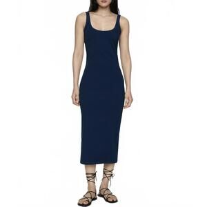 Mango Cotton Midi-Dress with Straps Dark Navy NWT Size 4 / Small